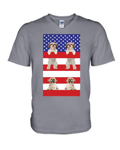 Load image into Gallery viewer, America USA FLag In My Heart Shih Tzu Gift For Dog Lovers Guys V-Neck