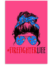 Load image into Gallery viewer, Firefighter Make You Life Safe Lady With Blue Ribbonhead Gift For Women Vertical Poster