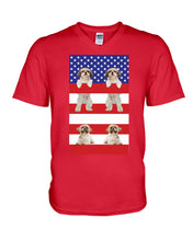 Load image into Gallery viewer, America USA FLag In My Heart Shih Tzu Gift For Dog Lovers Guys V-Neck