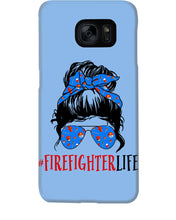 Load image into Gallery viewer, Firefighter Make You Life Safe Lady With Blue Ribbonhead Gift For Women Phone case