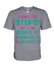 Load image into Gallery viewer, I Can't Fix Stupid But I An Sadate It Gift For Girls Guys V-Neck