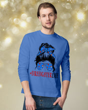 Load image into Gallery viewer, Firefighter Make You Life Safe Lady With Blue Ribbonhead Gift For Women Unisex Long Sleeve