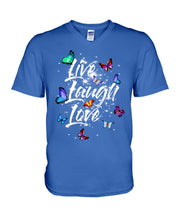 Load image into Gallery viewer, Butterfly Live Laugh Love Gift For Lover Guys V-Neck