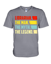 Load image into Gallery viewer, Vintage Funny Librarian The Man The Myth The Legend Gift For Friends Guys V-Neck