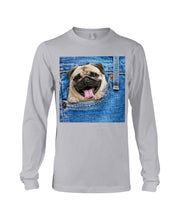 Load image into Gallery viewer, baby Pug In Denim Pocket Gift For Dog Lovers Unisex Long Sleeve