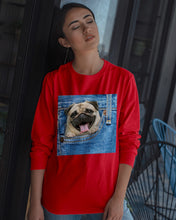 Load image into Gallery viewer, baby Pug In Denim Pocket Gift For Dog Lovers Unisex Long Sleeve
