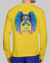 Load image into Gallery viewer, You Matter Ribbon Awareness With Angel Wings Unisex Long Sleeve