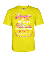 Load image into Gallery viewer, Daughter Of A Veteran Freedom Isn't Free Gift For Daughter Guys V-Neck