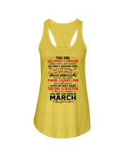 Load image into Gallery viewer, This Girl Has Fought A Thousand This Girl Was Born In March Ladies Flowy Tank