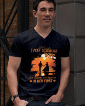 Load image into Gallery viewer, Behind Every Gorgeous Wife Is A Husband Who Believes In Her First Trending Guys V-Neck