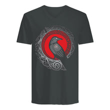 Load image into Gallery viewer, Raven Viking Culture Celtic Design Gray And Red Guys V-Neck