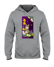 Load image into Gallery viewer, Flowers Under Butterfly Purple With Cat Gift For Cat Lovers Hoodie