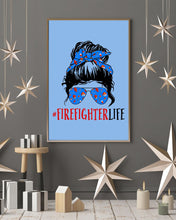 Load image into Gallery viewer, Firefighter Make You Life Safe Lady With Blue Ribbonhead Gift For Women Vertical Poster