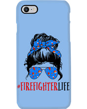 Load image into Gallery viewer, Firefighter Make You Life Safe Lady With Blue Ribbonhead Gift For Women Phone case