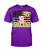 Load image into Gallery viewer, Pig America Flag Sunflower Special Custom Design Guys Tee
