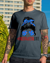 Load image into Gallery viewer, Firefighter Make You Life Safe Lady With Blue Ribbonhead Gift For Women Guys Tee