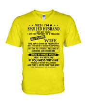 Load image into Gallery viewer, I'm A Spolied Husband But Not Yours - Awesome Wife Was Born In February Guys V-Neck