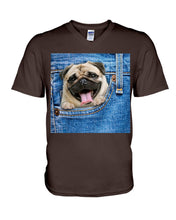 Load image into Gallery viewer, baby Pug In Denim Pocket Gift For Dog Lovers Guys V-Neck