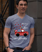 Load image into Gallery viewer, All I Need Are Love And Hockey Gift For Hockey Players Guys V-Neck