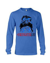 Load image into Gallery viewer, Firefighter Make You Life Safe Lady With Blue Ribbonhead Gift For Women Unisex Long Sleeve