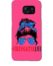 Load image into Gallery viewer, Firefighter Make You Life Safe Lady With Blue Ribbonhead Gift For Women Phone case
