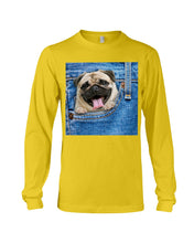 Load image into Gallery viewer, baby Pug In Denim Pocket Gift For Dog Lovers Unisex Long Sleeve
