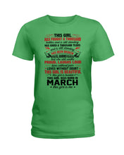 Load image into Gallery viewer, This Girl Has Fought A Thousand This Girl Was Born In March Ladies Tee