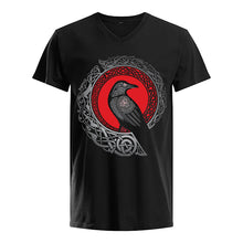 Load image into Gallery viewer, Raven Viking Culture Celtic Design Gray And Red Guys V-Neck