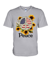 Load image into Gallery viewer, Peace Sign Sunflower Birthday Gift For Girls Guys V-Neck