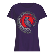 Load image into Gallery viewer, Raven Viking Culture Celtic Design Gray And Red Ladies Tee