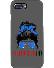 Load image into Gallery viewer, Firefighter Make You Life Safe Lady With Blue Ribbonhead Gift For Women Phone case