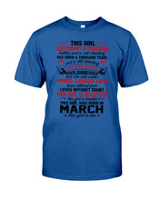 Load image into Gallery viewer, This Girl Has Fought A Thousand This Girl Was Born In March Guys Tee