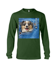 Load image into Gallery viewer, Australian Shepherd In Denim Pocket Gift For Dog Lovers Unisex Long Sleeve