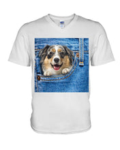 Load image into Gallery viewer, Australian Shepherd In Denim Pocket Gift For Dog Lovers Guys V-Neck