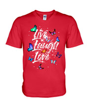 Load image into Gallery viewer, Butterfly Live Laugh Love Gift For Lover Guys V-Neck
