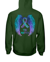 Load image into Gallery viewer, You Matter Ribbon Awareness With Angel Wings Hoodie