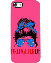 Load image into Gallery viewer, Firefighter Make You Life Safe Lady With Blue Ribbonhead Gift For Women Phone case