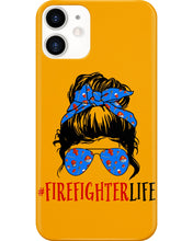 Load image into Gallery viewer, Firefighter Make You Life Safe Lady With Blue Ribbonhead Gift For Women Phone case