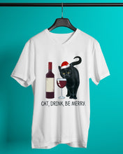 Load image into Gallery viewer, Cat Drink And Be Merry Meaningful Gift For Women Guys V-Neck
