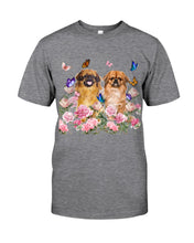 Load image into Gallery viewer, Pekingese With Peonies Gift For Dog Lovers Guys Tee