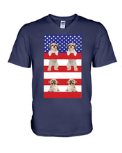 Load image into Gallery viewer, America USA FLag In My Heart Shih Tzu Gift For Dog Lovers Guys V-Neck