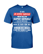 Load image into Gallery viewer, Je Suis Un Homme Chanceux J'ai Line Femme Custom Design Je Suis Son Roi Guys Tee