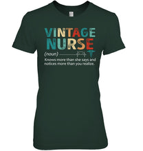 Load image into Gallery viewer, Vintage Nurse Knows More Than She Says And Notices More Than You Realize Ladies Tee
