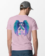 Load image into Gallery viewer, You Matter Ribbon Awareness With Angel Wings Guys Tee
