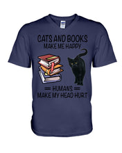 Load image into Gallery viewer, Cats And Books Make Me Happy - Cats And Books Lovers Gifts Guys V-Neck