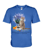 Load image into Gallery viewer, Cat With Coffee Is The Satisfaction Gift For Cat Lovers Guys V-Neck