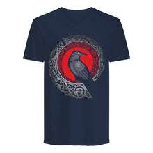 Load image into Gallery viewer, Raven Viking Culture Celtic Design Gray And Red Guys V-Neck