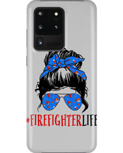 Load image into Gallery viewer, Firefighter Make You Life Safe Lady With Blue Ribbonhead Gift For Women Phone case
