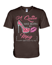 Load image into Gallery viewer, A Queen Was Born In May Trending For Birthday Gift Guys V-Neck