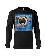 Load image into Gallery viewer, baby Pug In Denim Pocket Gift For Dog Lovers Unisex Long Sleeve
